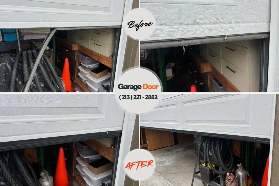 Before and after: garage door repair Prairie View, TX